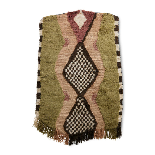 eclectic asymmetrical area rug in warm earth tones