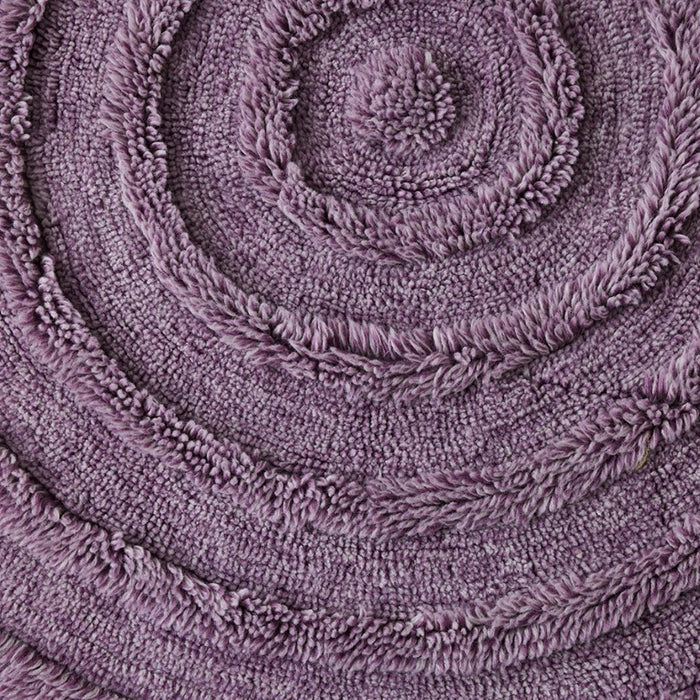 round lilac rug with high and low piles
