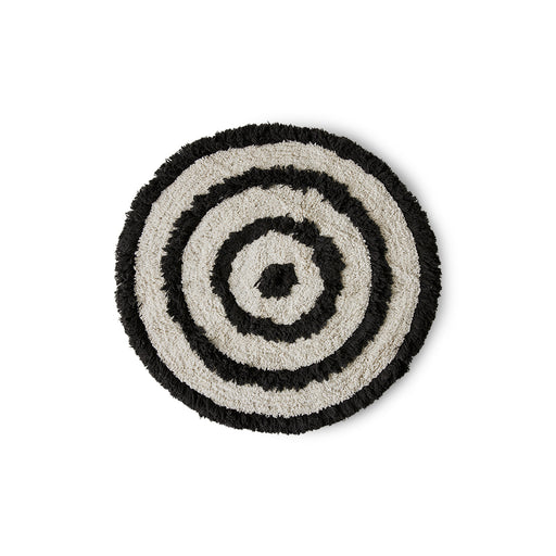 round high and low pile black and white bathmat