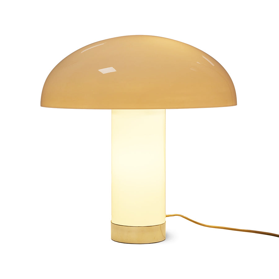 illuminated cream colored table lamp