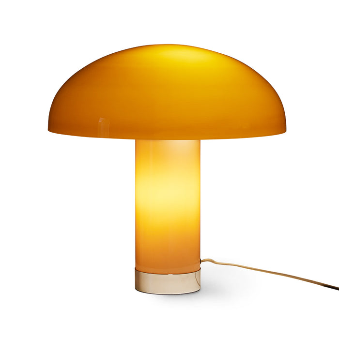 illuminated retro style table lamp in mocha brown color