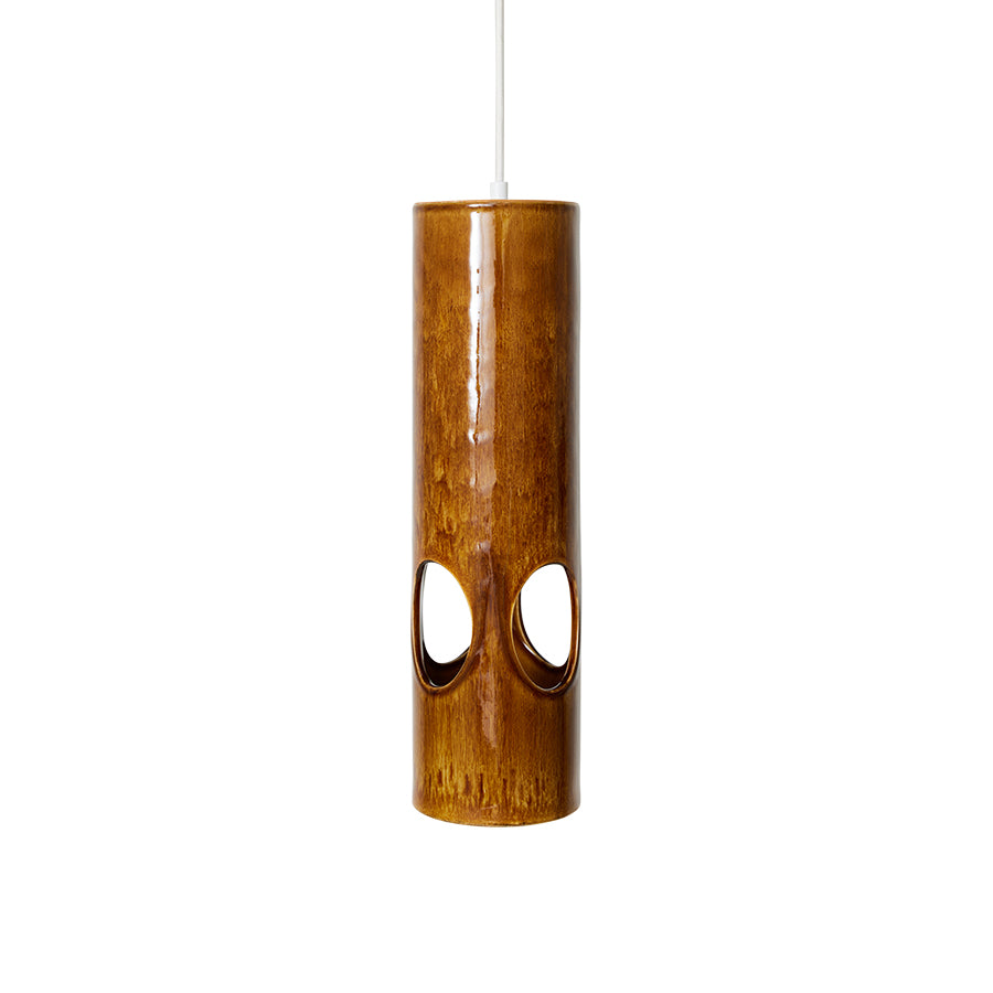 brown glazed ceramic retro style pendant light