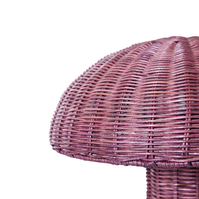 purple table lamp made from rattan