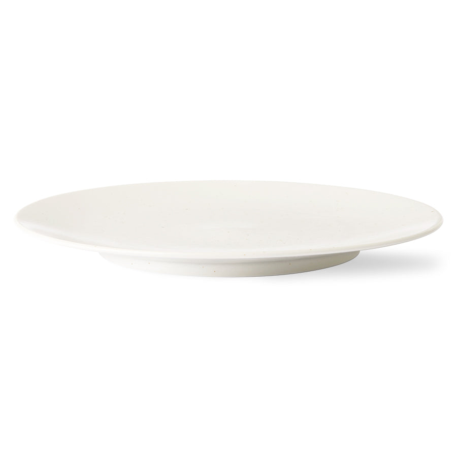 large, white speckled dinner plate