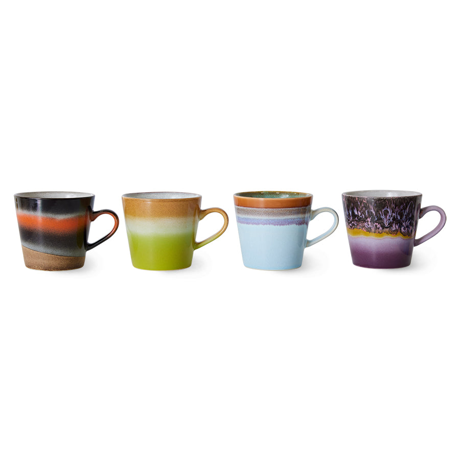 retro style cappuccino mugs with ear in retro colors