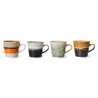 retro style multi colored cappuccino mugs with ear