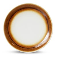 brown and cream stoneware retro style dinner plate