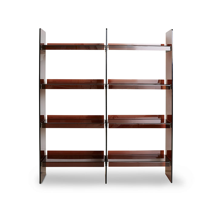 smokey brown acrylic open shelving unit