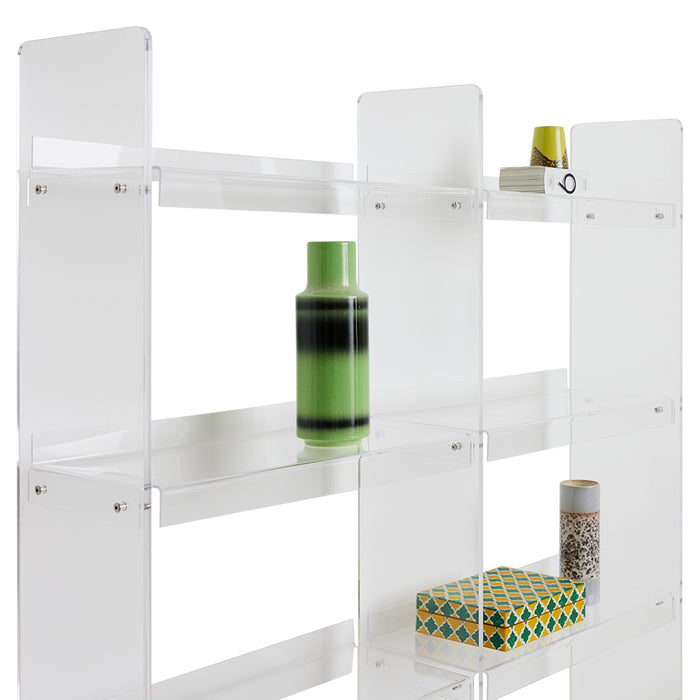 acrylic transparent clear open shelving cabinet