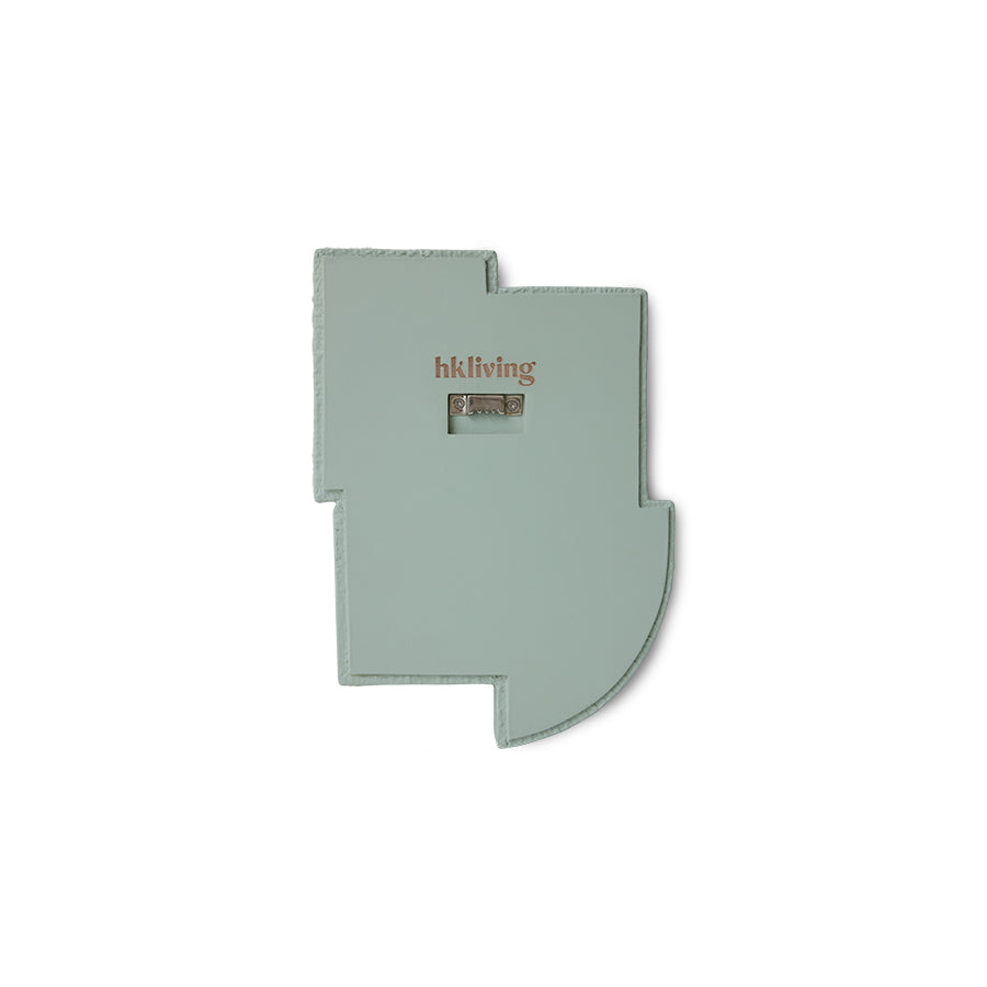 backside of wall sculpture with a visible brand logo on a white background