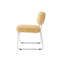 Chair with beige cushioned seat and backrest on a white background