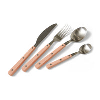 flatware set fork knife spoon and teaspoon peach stainless steel