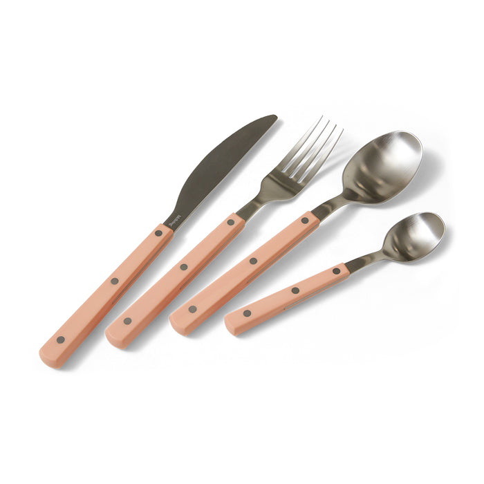 flatware set fork knife spoon and teaspoon peach stainless steel