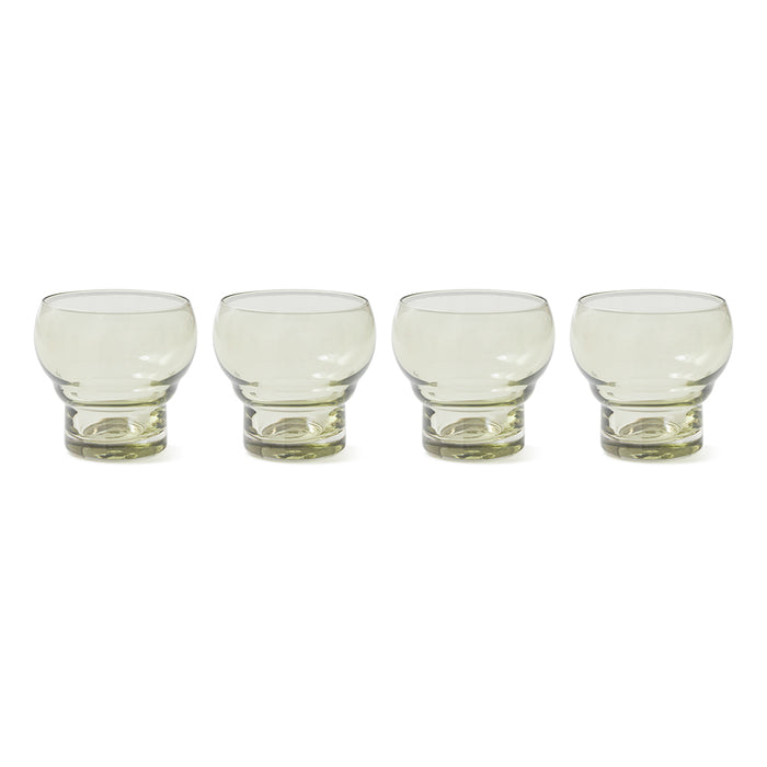 green colored set of 4 retro style bulb glasses