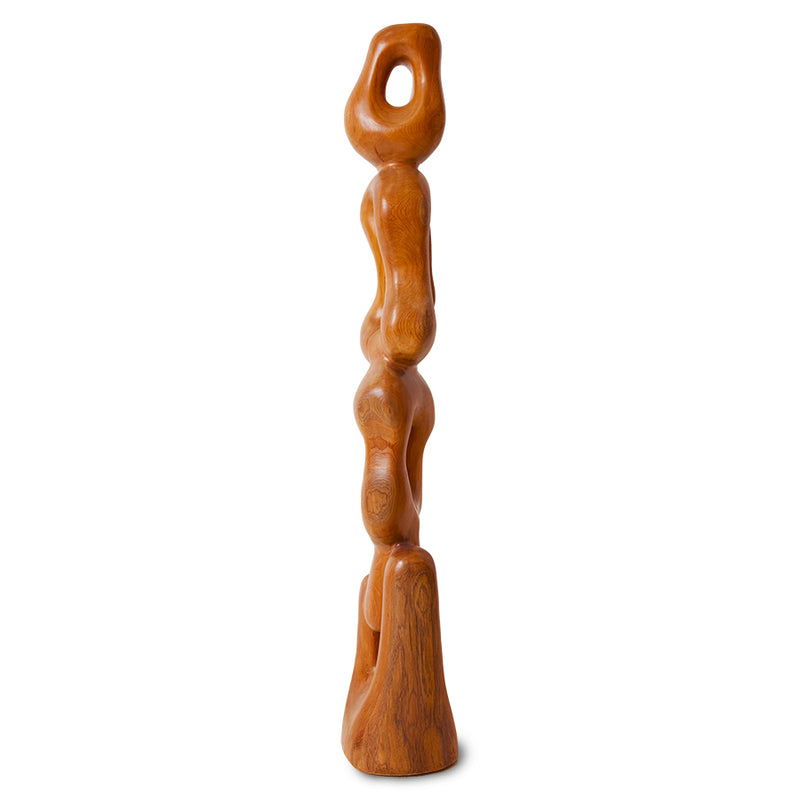 teak wooden tall organic shape artwork totem