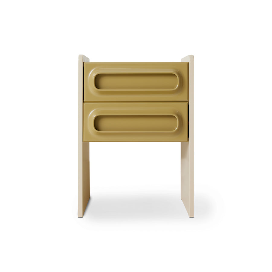 sage and cream nightstand with 2 drawers