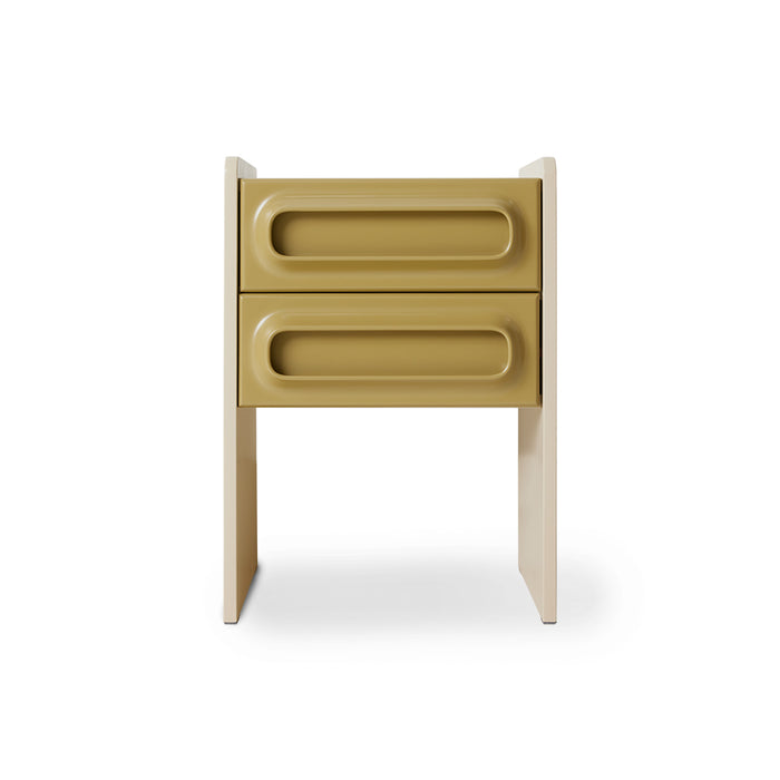 sage and cream nightstand with 2 drawers