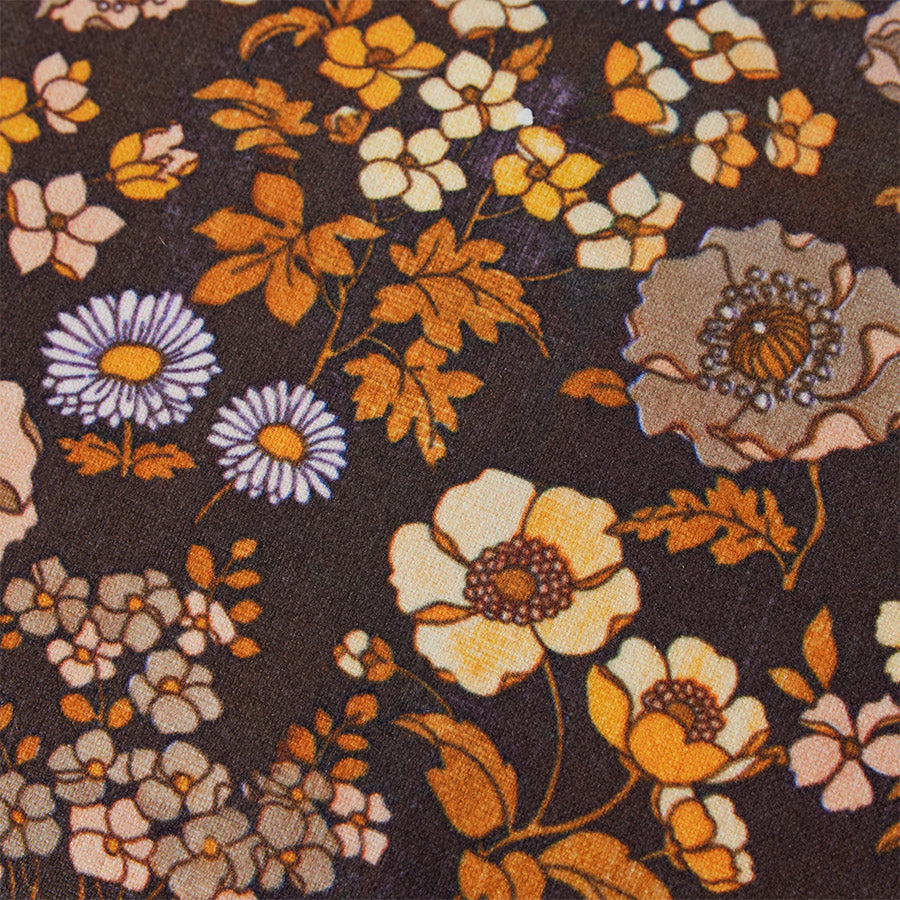 fabric detail for ottoman stool brown flower fabric