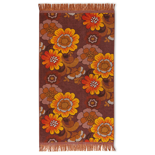 retro style large beach towel with flower design