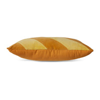 orange and yellow diagonal striped velvet lumbar pillow