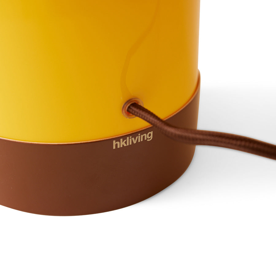 yellow and brown detail of table lamp