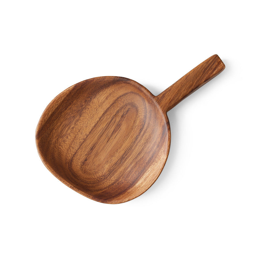 acacia wooden platter in shape of fig