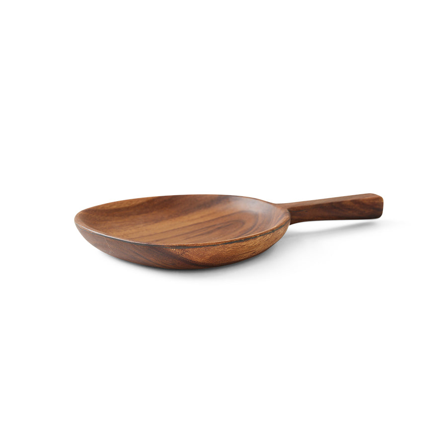 acacia wooden platter in shape of fig