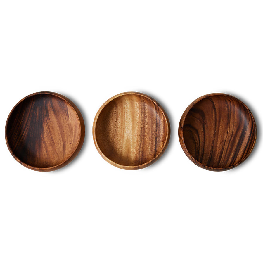 variations of large acacia wooden bowl