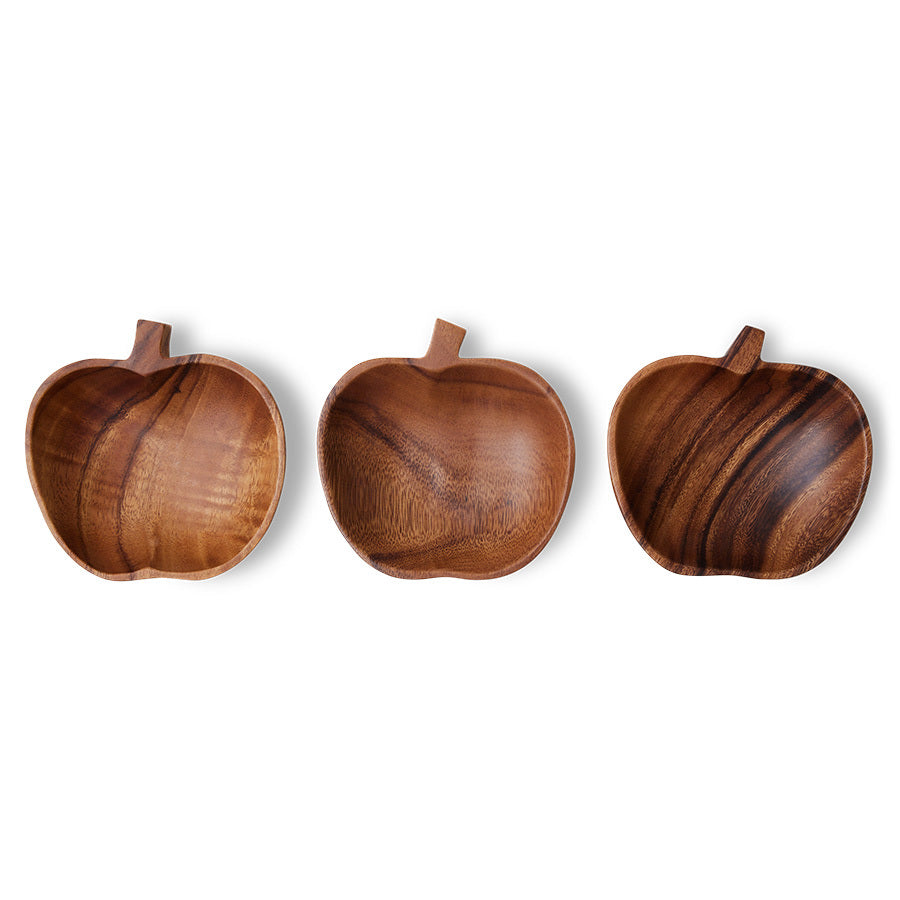 acacia wood apple shape bowl