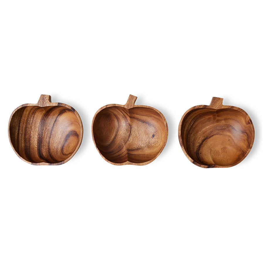 wooden bowl in shape of apple