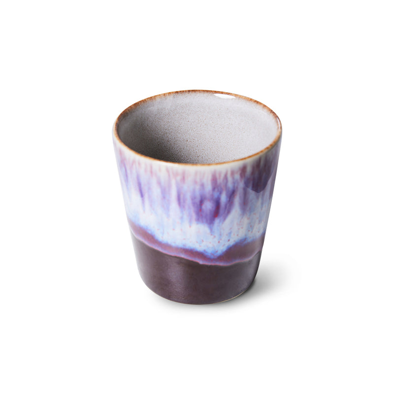 purple and blue stoneware coffee cup tumbler