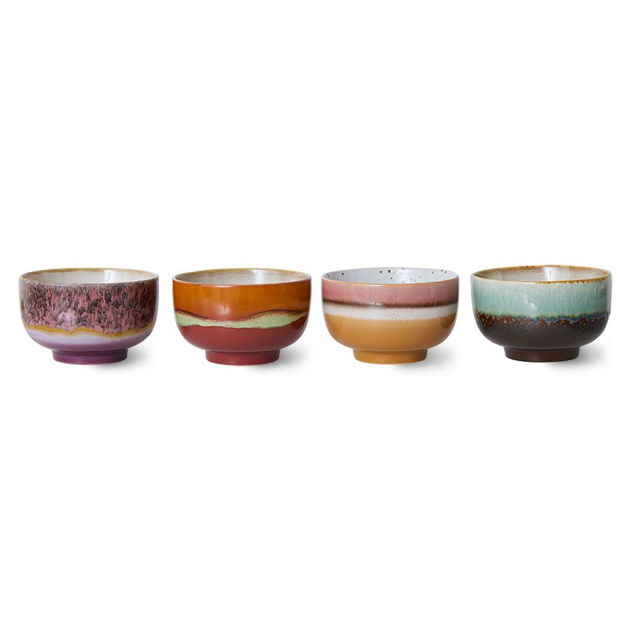 multicolored, stoneware noodle bowls