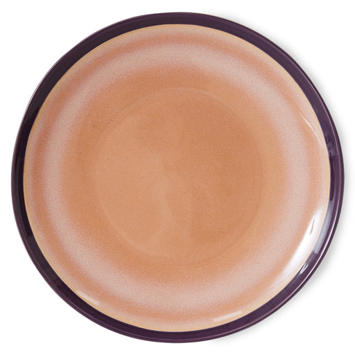 pink and purple colored stoneware dinner plate