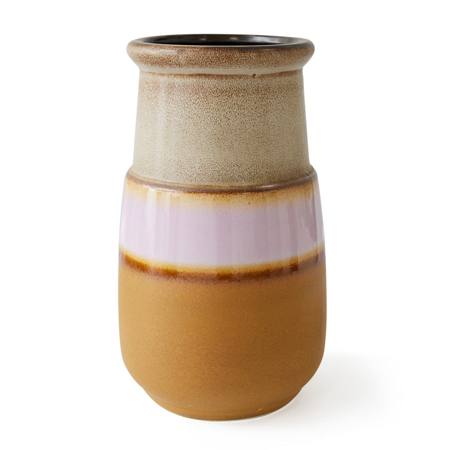 stoneware floor vase brown cream and lilac