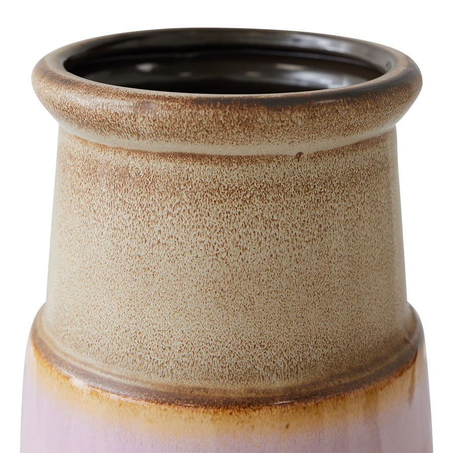 stoneware floor vase brown cream and lilac