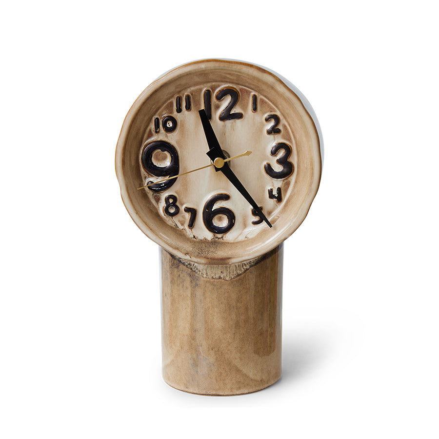 beige cream ceramic numeric desk clock