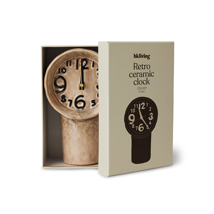 beige cream ceramic numeric desk clock