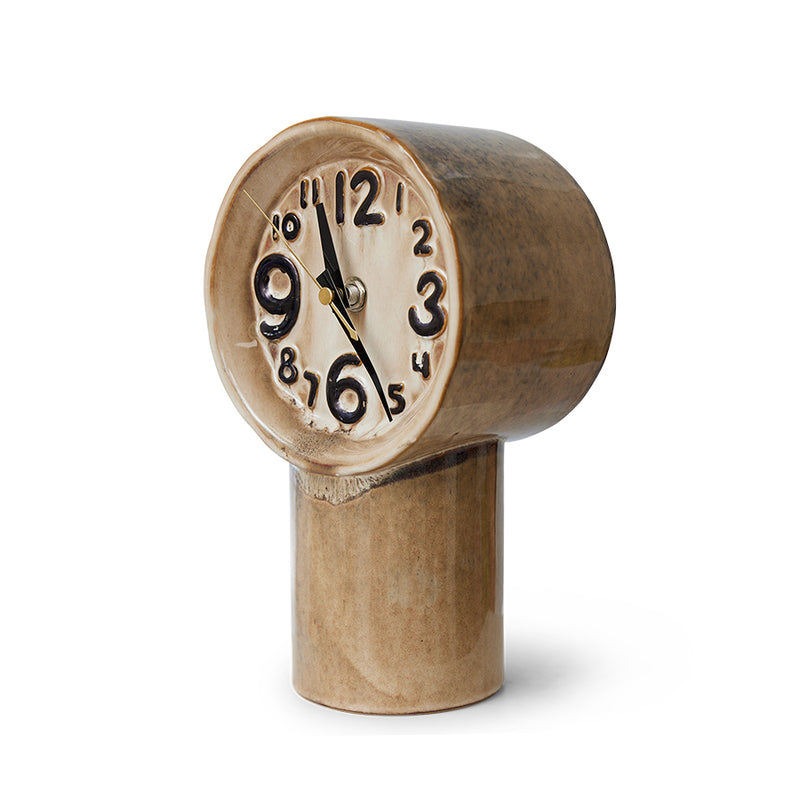 beige cream ceramic numeric desk clock