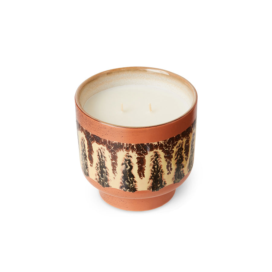 scented candle in ceramic pot retro style