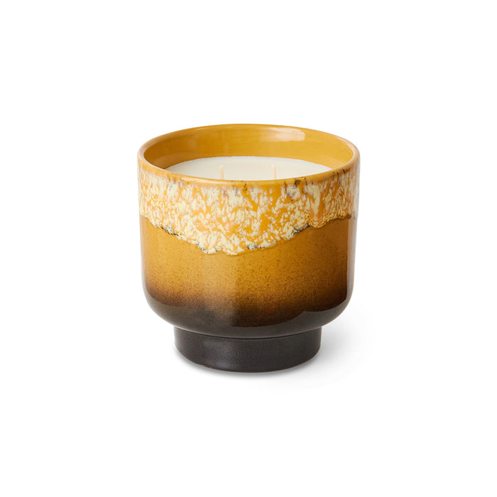 yellow brown retro style candle container