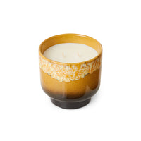 yellow brown retro style candle container