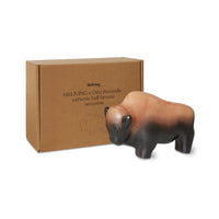 bronze tones ceramic bull sculpture