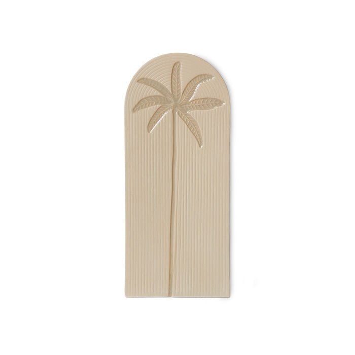 cream earthenware wall tile with palm tree