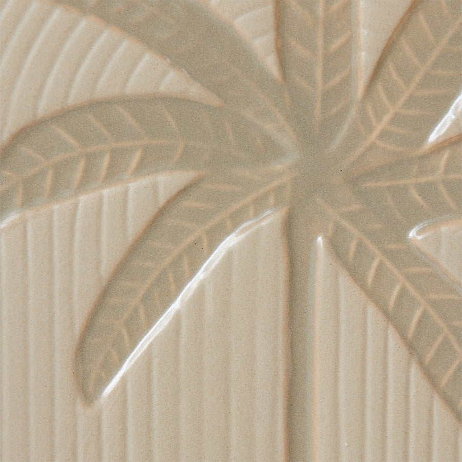 detail cream earthenware wall tile with palm tree