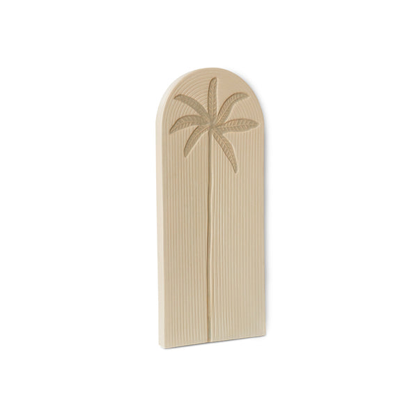 cream earthenware wall tile with palm tree