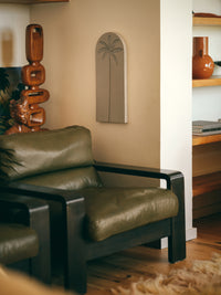 cream earthenware wall tile with palm tree