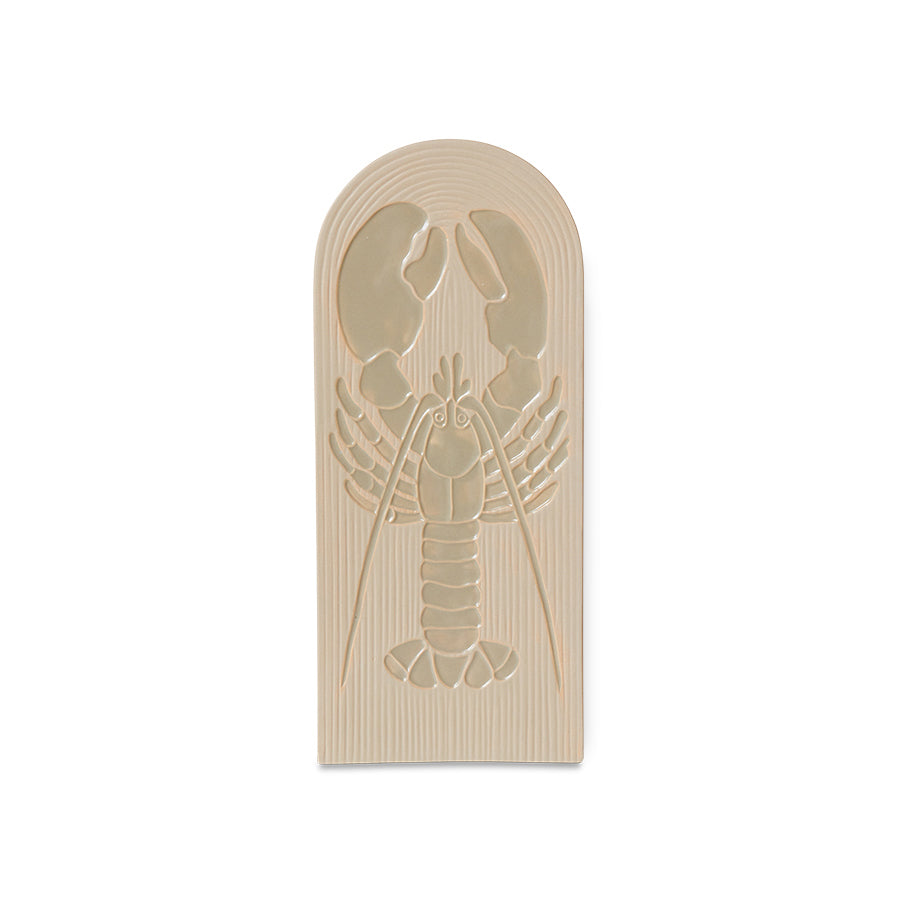 beige cream stoneware tile with lobster