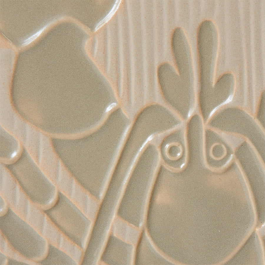 beige cream stoneware tile with lobster