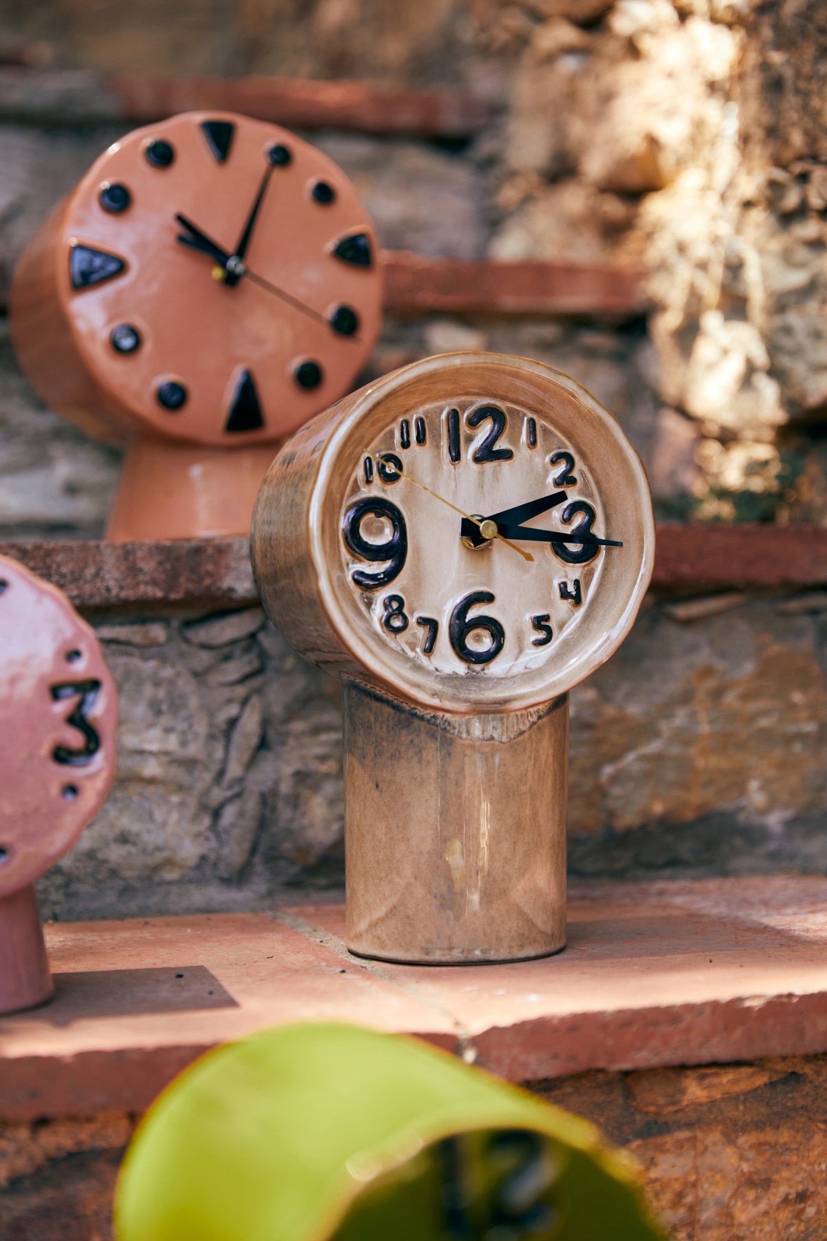 beige cream ceramic numeric desk clock