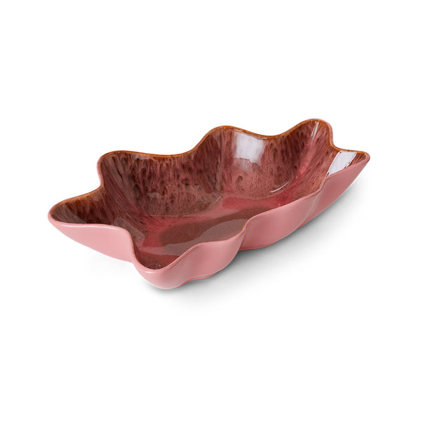 freeform shape ceramic serving bowl coral pink